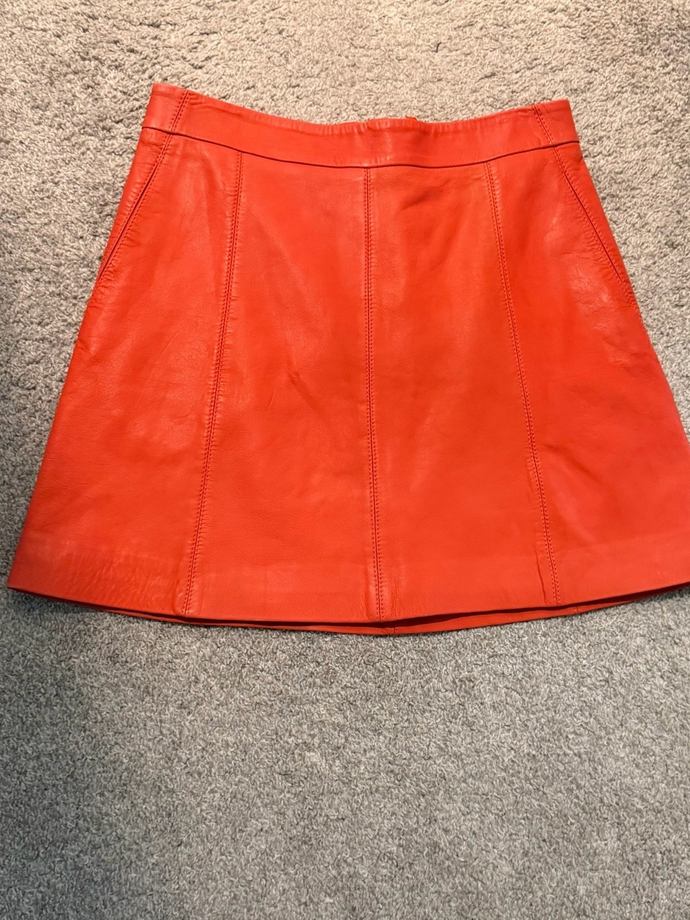 Marc by Marc Jacobs 100% Lambskin Leather Mini Skirt - Orange - 2